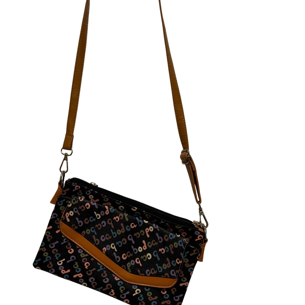 SECO SANA Letters Multi Color Logo Purse Crossbody Bag Adj. Flap Pocket‎ travel